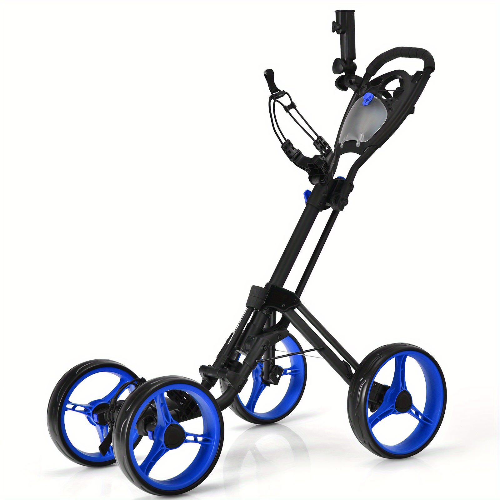 

Goplus Folding 4 Wheels Golf Push Cart W/brake Scoreboard Adjustable Handle Blue