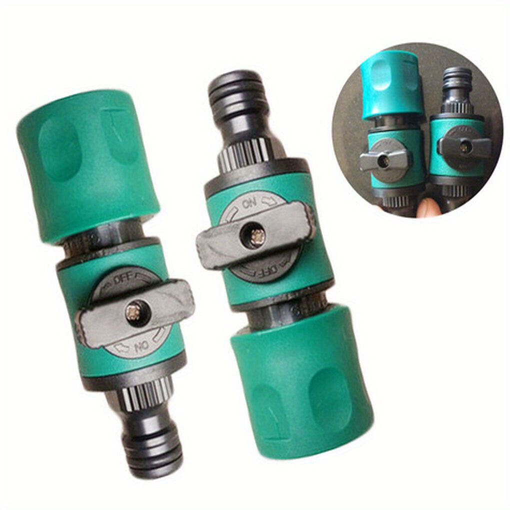 

1pc, Plastic Garden Hose Quick Connect Valve, Water Shut-off Coupling Adapter, Green Garden Watering Accessory With On/off Switch