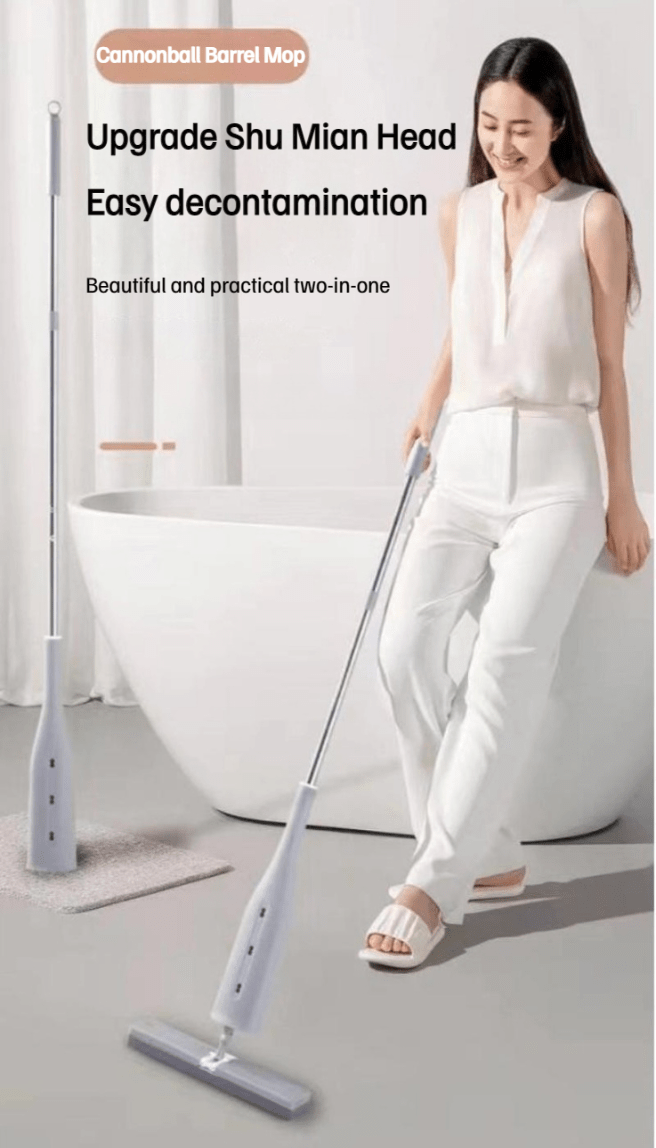 360 flexible rotation string mop for wet and dry use   self wringing household flat sponge cotton mop for living room   plastic material no electricity required details 0