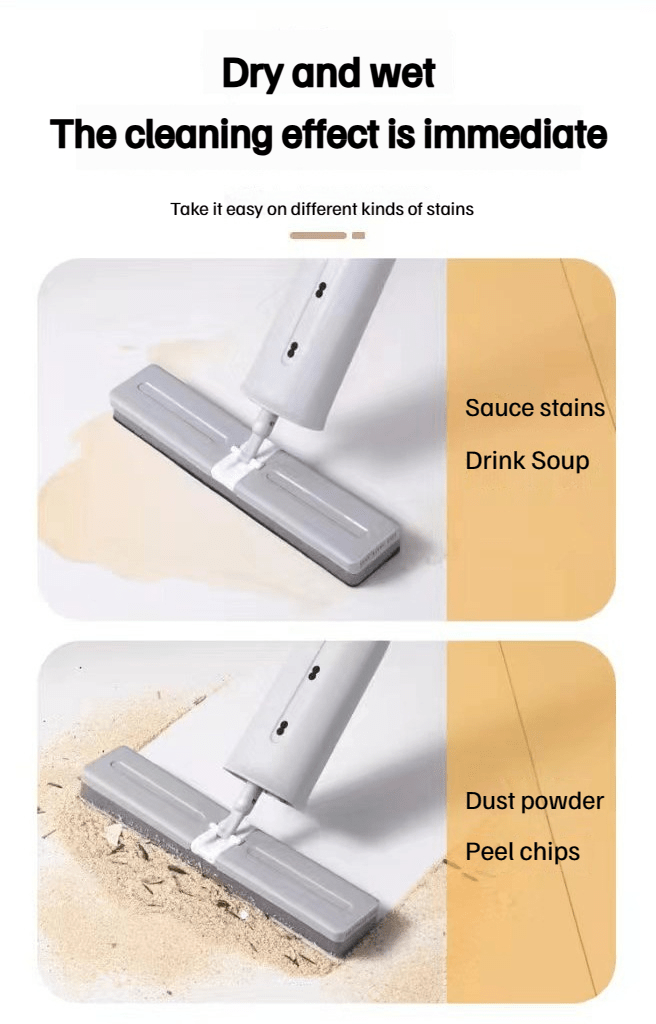 360 flexible rotation string mop for wet and dry use   self wringing household flat sponge cotton mop for living room   plastic material no electricity required details 3