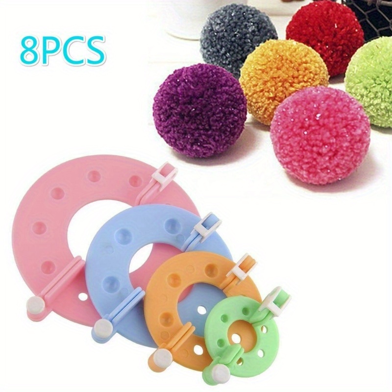 

8pcs Fashion Fluff Balls In 4 Sizes - Diy Craft Supplies For Knitting Machines