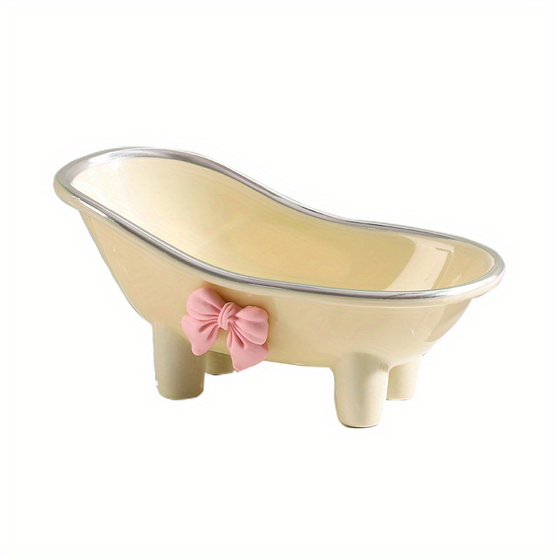 TEMU Bow Soap Tray, Cute Creative Bathtub Soap Dish Soap Holder, Bathroom Accessories