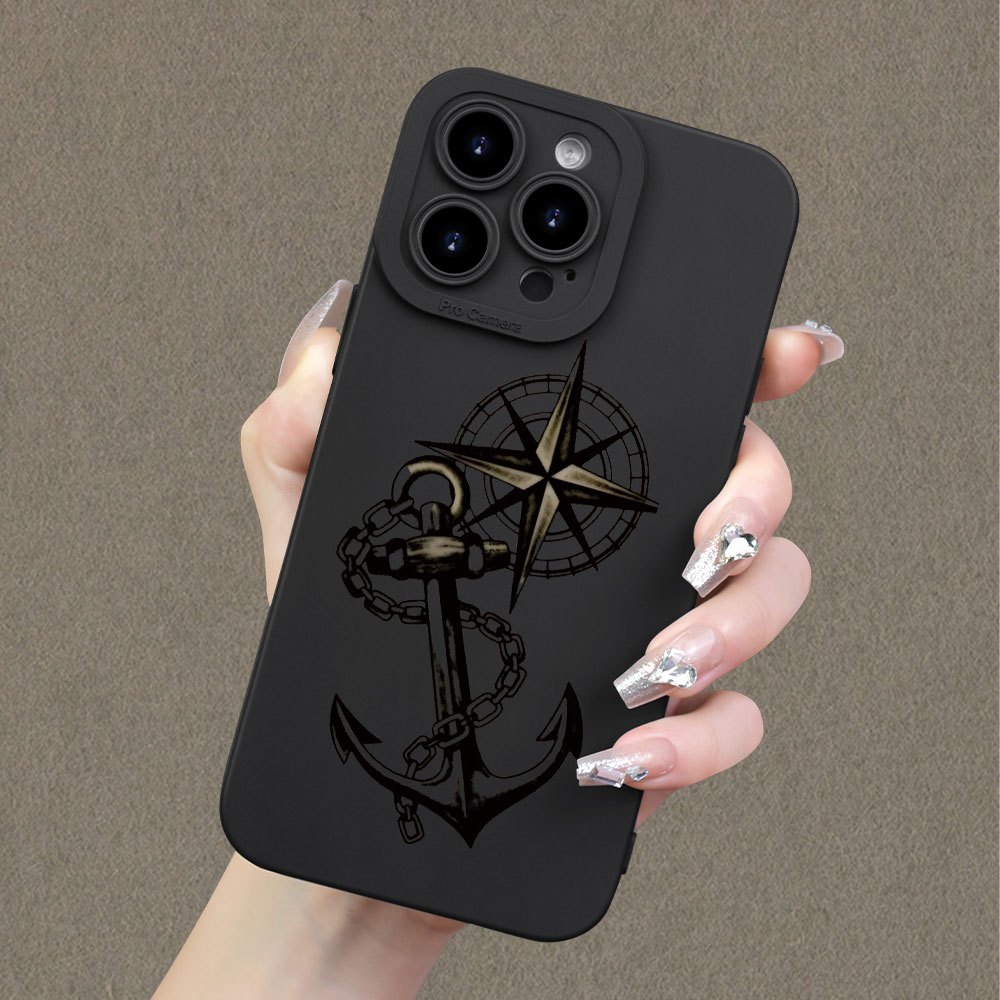 

Compass And Anchor Design Tpu Matte Protective Case For 12 Pro Max - Black