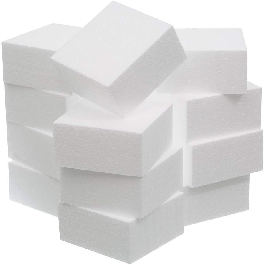 

12 Pack Craft Foam Blocks 4x4x2 Inch, Polystyrene Square Blocks For Arts, Crafts, School Projects, Modeling, Sculptures, Floral Arrangements - Material: Foam