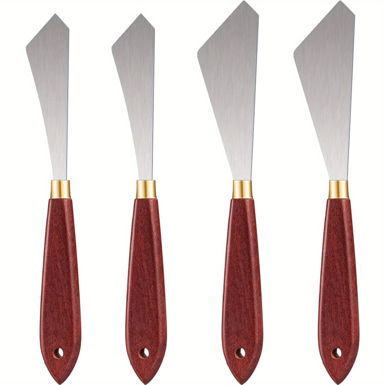 

2pcs Stainless Steel Palette Knife Set With Wooden Handles - Art Mixing Spatulas For Oil & Acrylic Canvas Painting