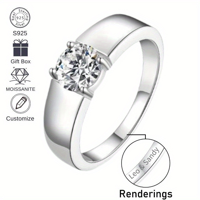 Moissanite Ring Wedding Band for Women S925 Sterling Silvery Promise Ring
