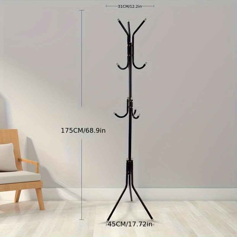 versatile metal coat rack free standing hall tree with storage for hats jackets wallets details 0