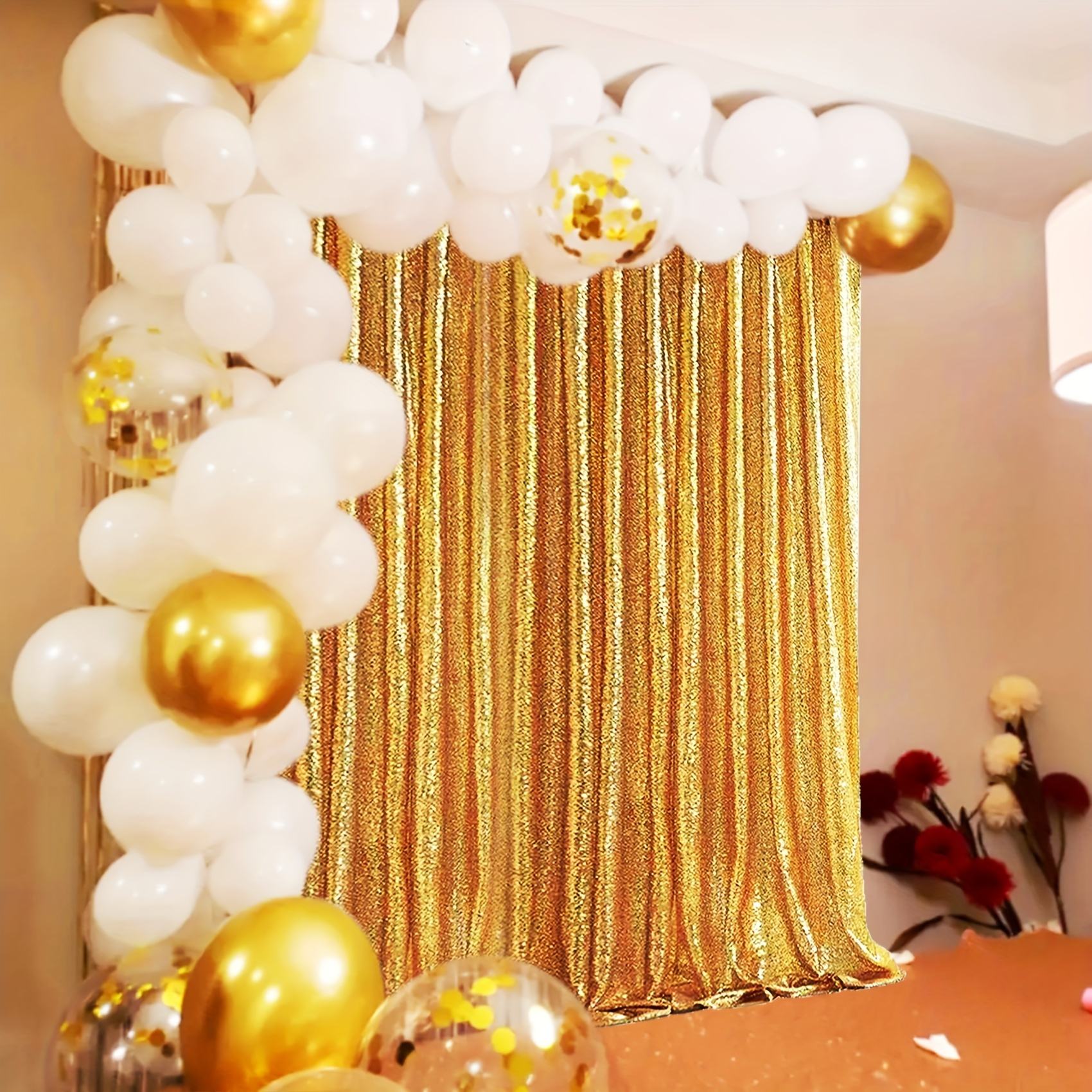 

Sparkling Sequin Backdrop Curtains 2ftx8ft - Ideal For Weddings, Celebrations & Events | Sturdy Polyester Blend, Simple Setup Elegant Drapes