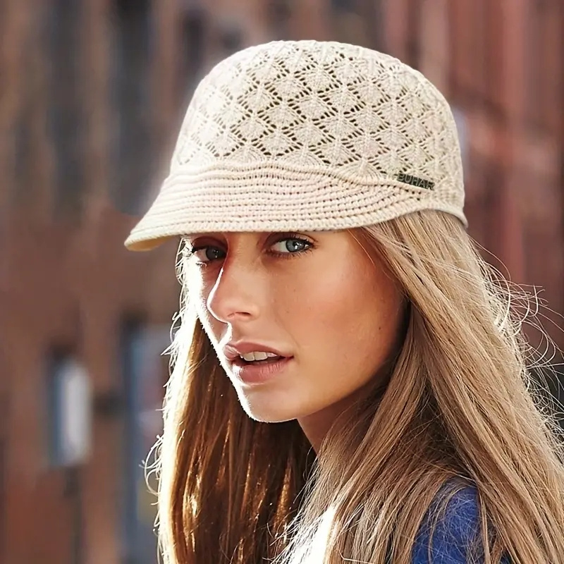 

Women's Spring/summer Hollow-out Peaked Cap, Small Brim Breathable Beret, Lightweight Hat With Unique Design