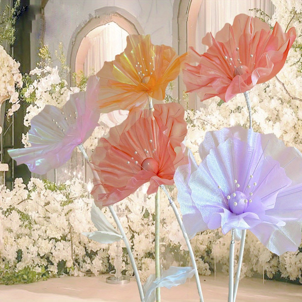 

1pc, Mesh Silk Flower Artificial Flower Wedding Celebration Scene Decoration Props Road Guide/wedding Bedroom Layout Courtyard, Lawn And Garden Outdoor Festival Decorations (not Include Support Pole)