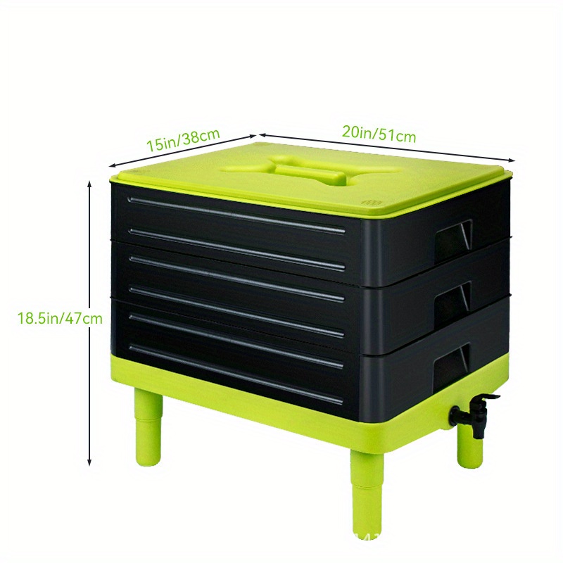 worm composting bin kit with handle recycle food waste produce worm castings and tea indoor home composter plastic rectangle shape electricity free