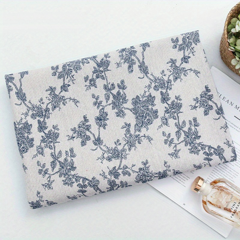 1pc Linen Fabric - Blue Retro Orchid , Rustic Pastoral Style For Diy Curtains, Tablecloths, Storage Bags - Durable & Breathable Home Decor, Fabric Table Cloth