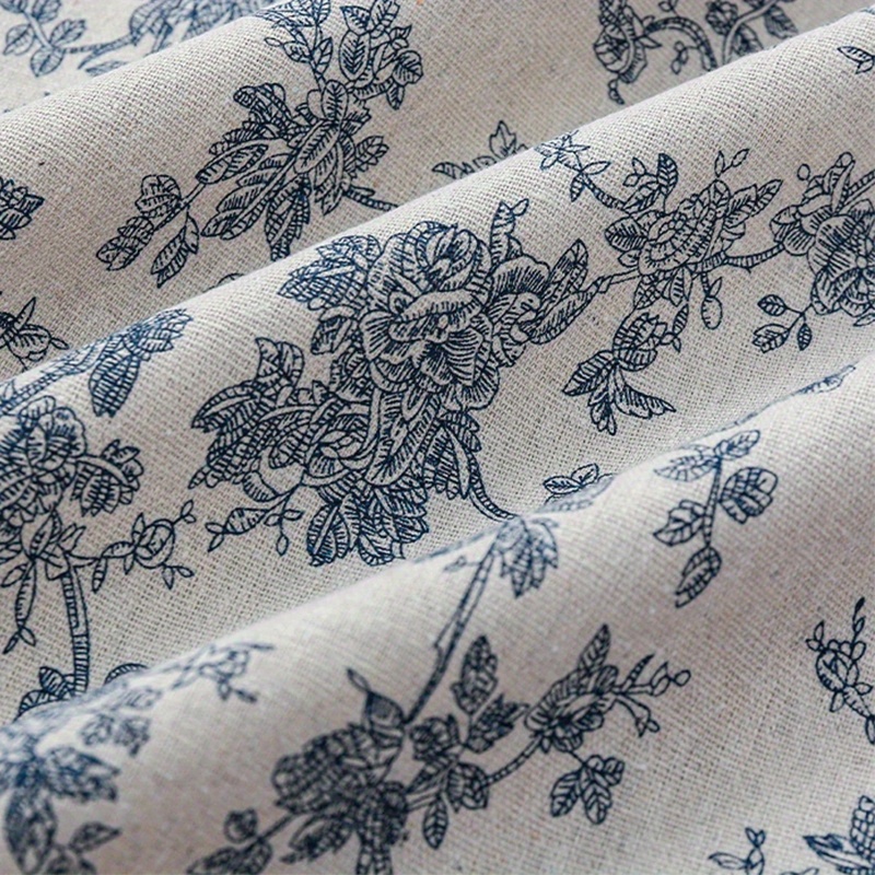 

Blue Retro Orchid Linen Fabric - 1pc, Rustic & Pastoral Style For Diy Curtains, Tablecloths, And Storage Bags