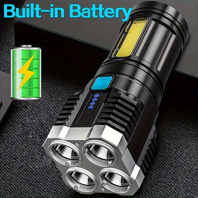 

Anyice Usb Rechargeable Led Flashlight With Cob Side Light - 4 , Abs For Camping & Outdoor Use