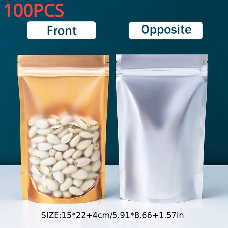 100pcs   plated bags frosted translucent universal food storage packaging bags