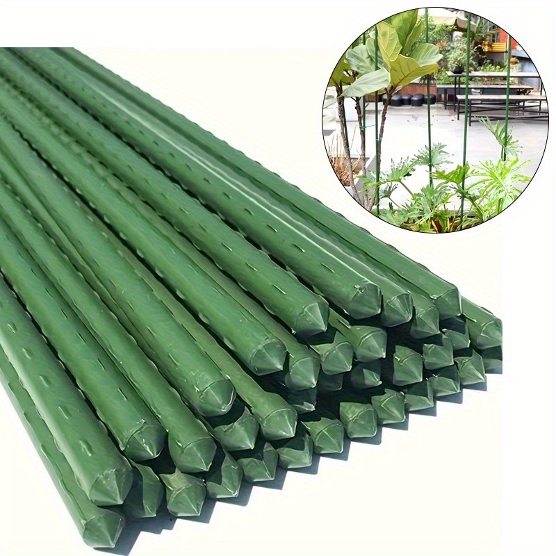 

5/10-piece Vintage Style Durable Garden Stakes - Versatile Coated Steel Poles For Tomatoes, Beans, Flowers | Indoor/outdoor Use | Easy Plant Support & Training