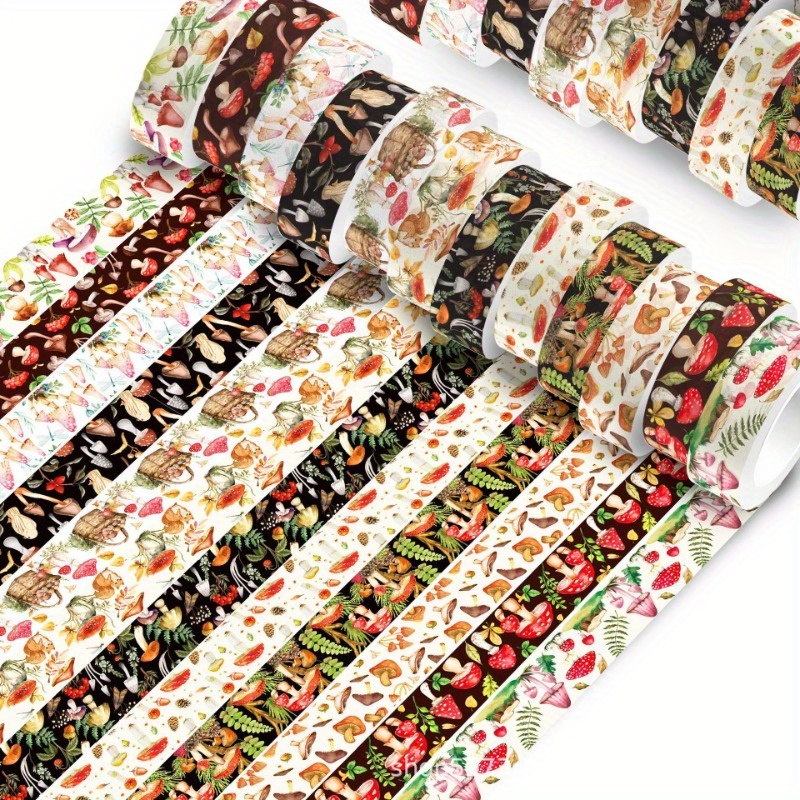 

Mushroom & Plants Washi Tape Set - 12 Rolls, Decorative Adhesive Masking Tape For Bullet Journals, Scrapbooking, Diy Crafts, Gift Wrapping & Party Decor