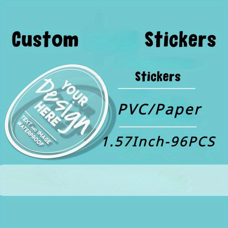 

96pcs Customized 1.57-inch Round Stickers, Pvc/paper Personalized Die Cut Logo Stickers, Transparent Waterproof Labels For Wedding, Birthday, Baptism - Design Your Own Custom Stickers