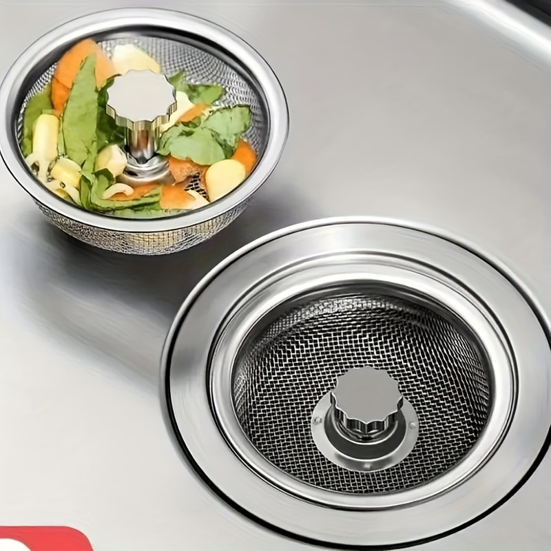 

2pcs Stainless Steel Kitchen Sink Strainers With Handles - , Rust-resistant Drain Baskets & Stoppers For Waste Collection In Home And Restaurant