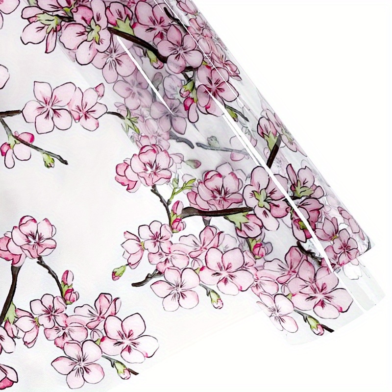 

12 Inch X 53 Inch (32x135 Cm) Transparent Floral Patterned Vinyl Fabric Roll - Suitable For Hair Accessories, Jewelry, Handbags, Sewing, And Crafts