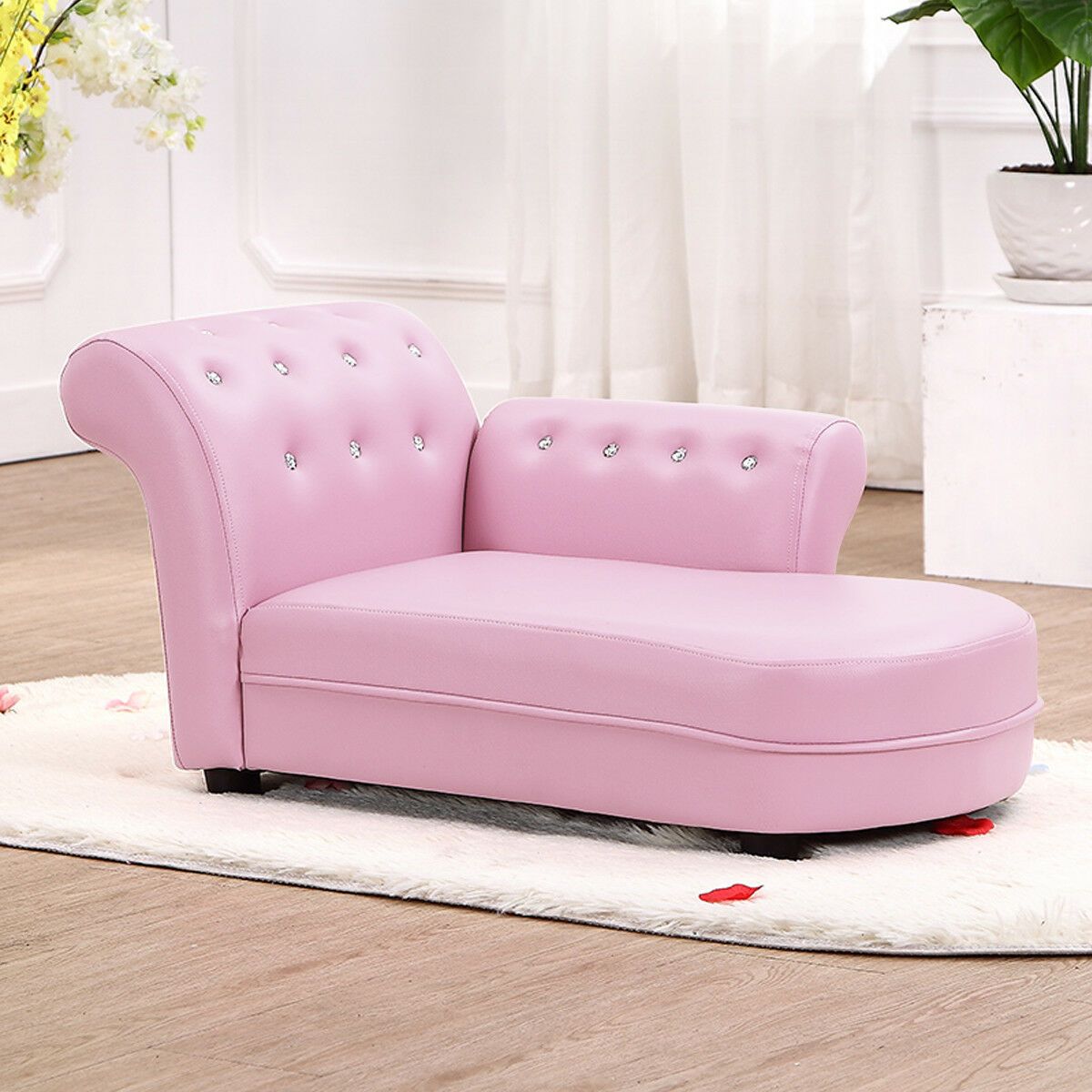 

Costway Pink Kids Sofa Chaise Lounge Armrest Chair Relax Couch Bedroom Living Room