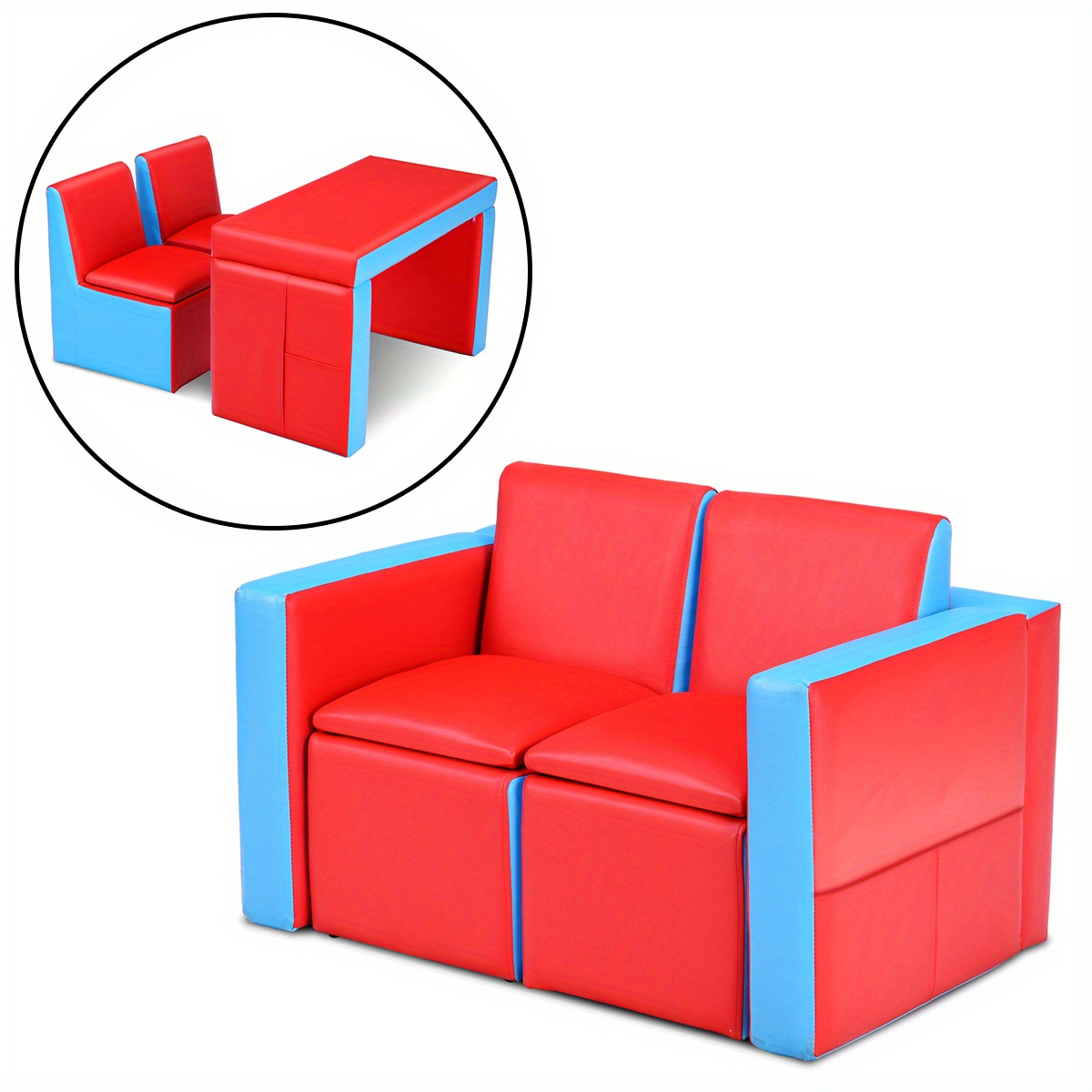 

Costway Multi-functional Kids Sofa Table Chair Set Couch Storage Box Furniture Bedroom