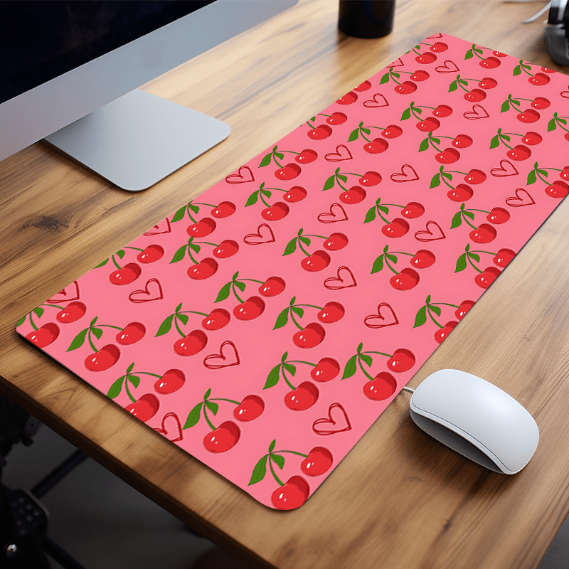 

Non-slip Rubber Mouse Pad - Large Gaming Desk Mat With Cute Cherry And - Office Computer Keyboard Pad, Room Decor Accessory, Perfect Birthday Gift For Girls And Daughters