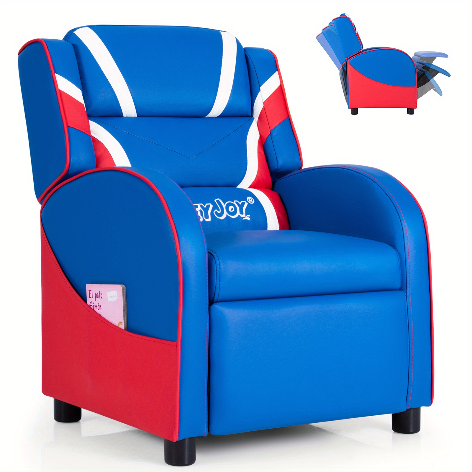 

Costway Costway Kids Recliner Chair Gaming Sofa Pu Leather Armchair W/side Pockets Blue