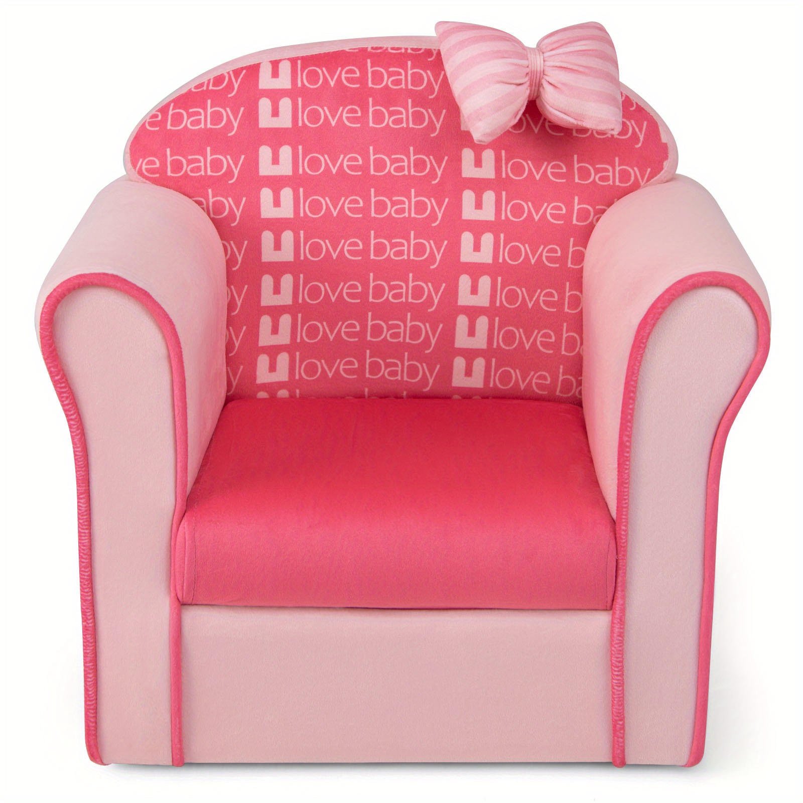 

Costway Kids Cute Pink Bow Sofa Children Couch Toddler Upholstered Armchair Solid Wood