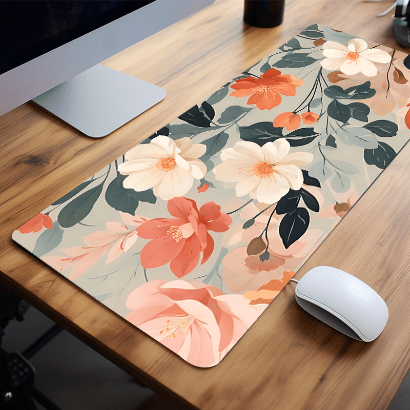 

Spring Floral Aesthetic Non-slip Rubber Mouse Pad - Large Gaming Desk Mat, Computer Keyboard Pad, Office Decor Accessories, Gift For Women And Girls