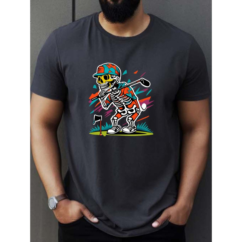 

Skeleton Playing Golf Wrinkle - Mens T-shirt - Front Shoulder Fit