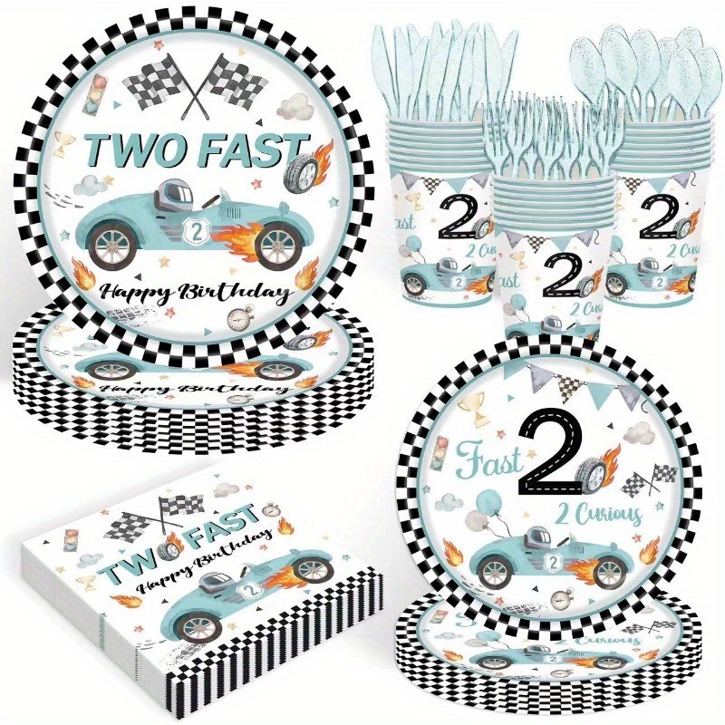 

60-piece Racing Theme Party Pack - Disposable Tableware Set For Birthdays & Celebrations, Versatile Seasonal Decor