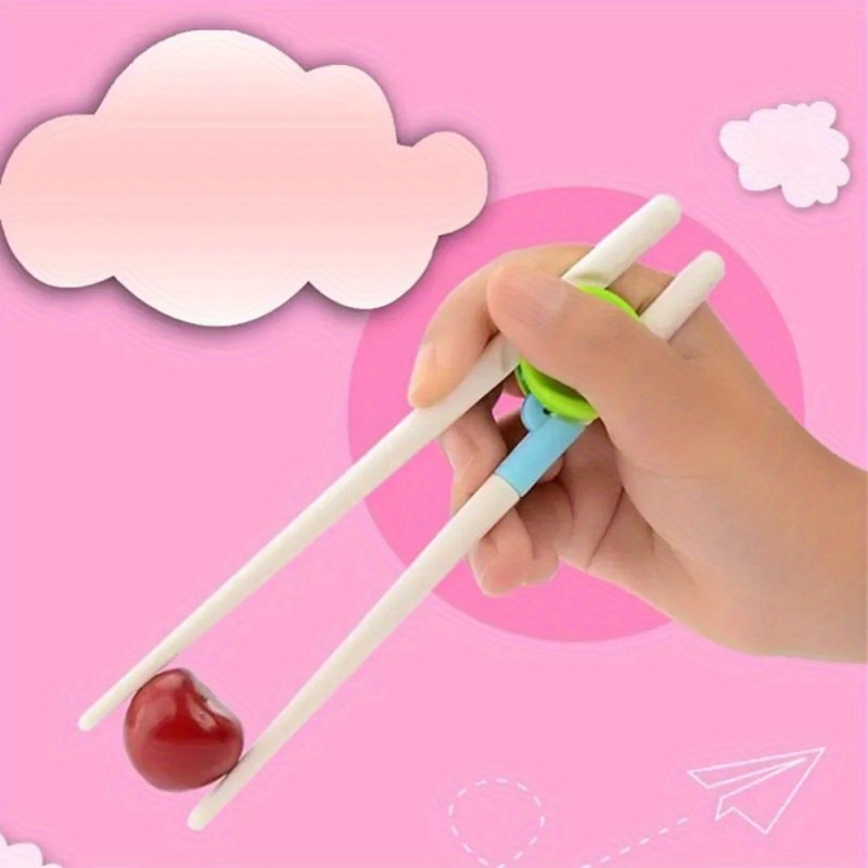 

4 Pairs Right-handed Chopsticks - Learning Helper, Training, Random Color - Plastic Material - Kitchen Tools