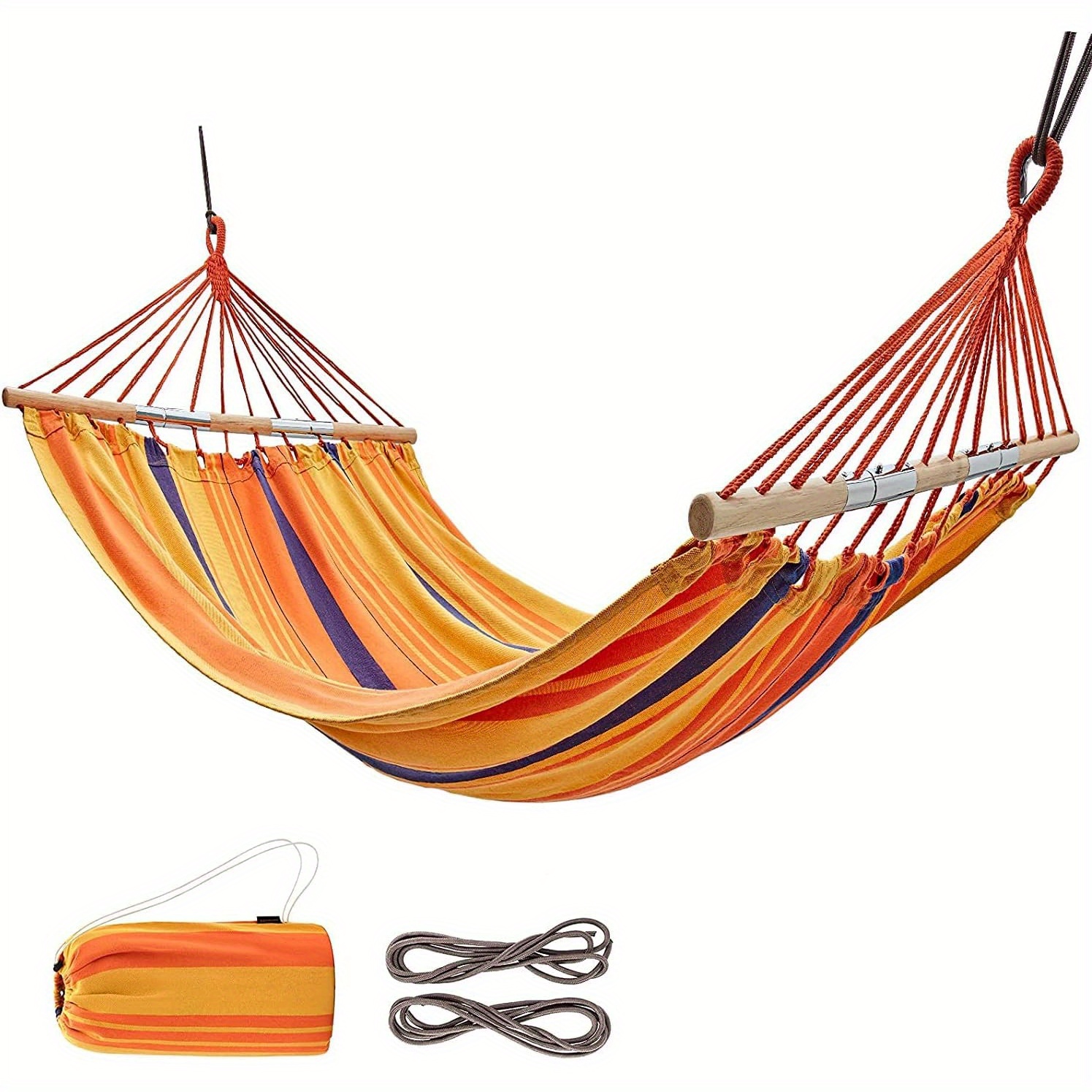 

Kingcamp Portable Hammock, 2-person Cotton Hammock With Foldable Bamboo Boom, Tree Hammock Suitable For Outdoor/indoor Camping, Backyard, Beach, Can Bear 400 Pounds