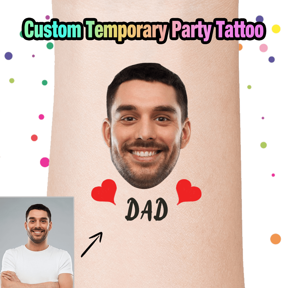 

15pcs, Personalized Dad Father's Day Face Temporary Tattoo, Customized Father's Day Photo Temporary Tattoo, Suitable For Father's Day Celebrations, Funny Gift For Dad