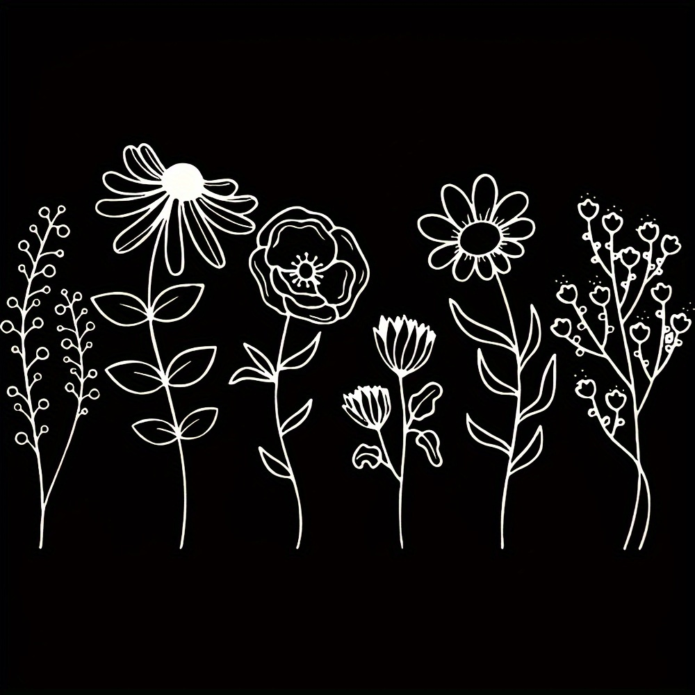 

Flower Heat Transfer Stickers: Diy Iron-on Decals For T-shirts, Pillows, And Clothing Accessories - White Vinyl Material