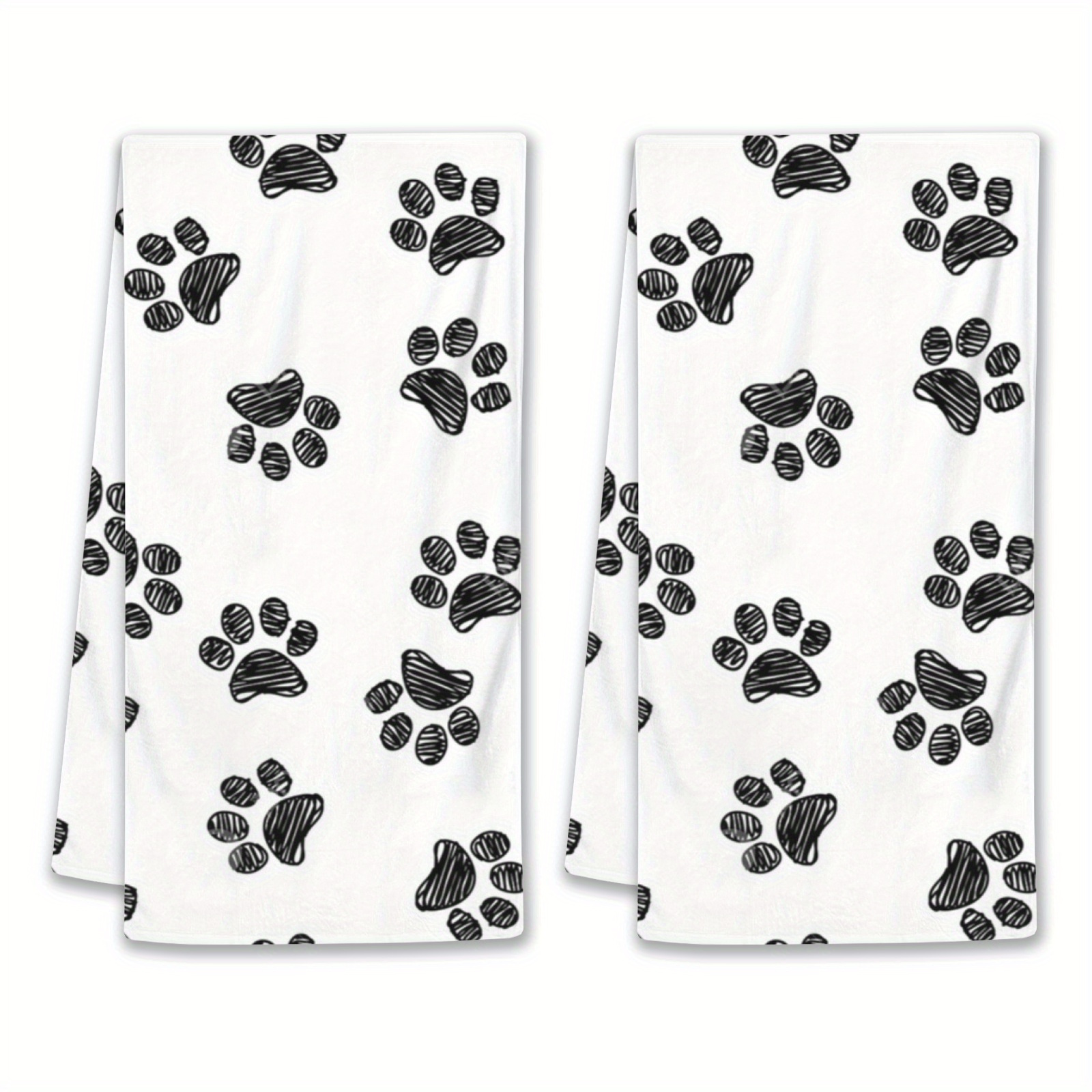 

2-piece Soft & Absorbent Hand Towels With Cute Dog Paw Prints - Perfect For Bathroom, Kitchen, And Gym Decor, 18x26 Inch, Machine Washable