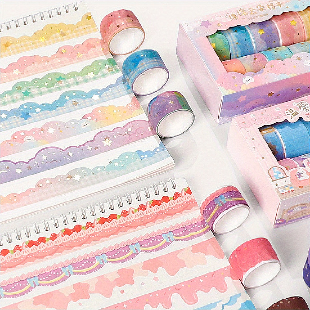 

10-piece Kawaii Washi Tape Set For Journaling And Scrapbooking, Decorative Adhesive Stickers
