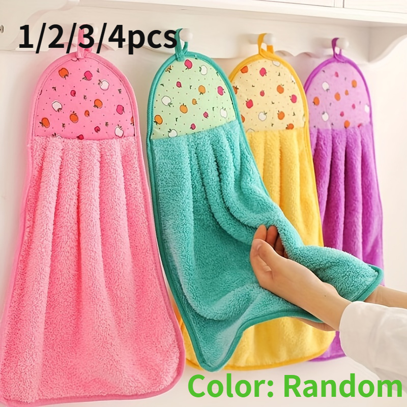 

1/2/3/4pcs Fleece Towel, Hanging Towel For Wiping , Household Dishwashing Cloths, Towel Hanging For Bathroom, Bathroom , Tea Towel