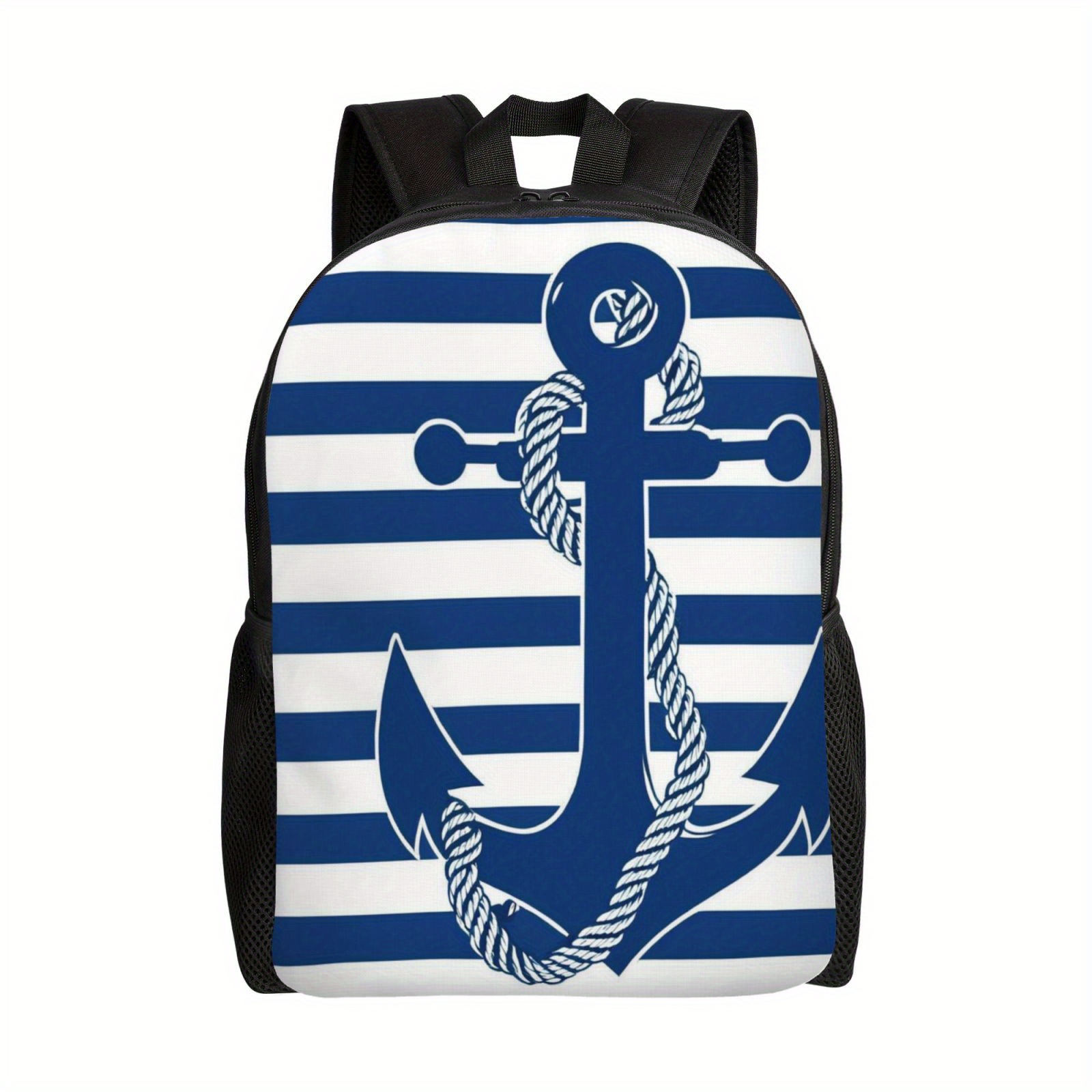 

Sea Stripe Print Backpack Schoolbag, Lightweight Casual Laptop Backpack For Teen Women And Men Outdoor Travel