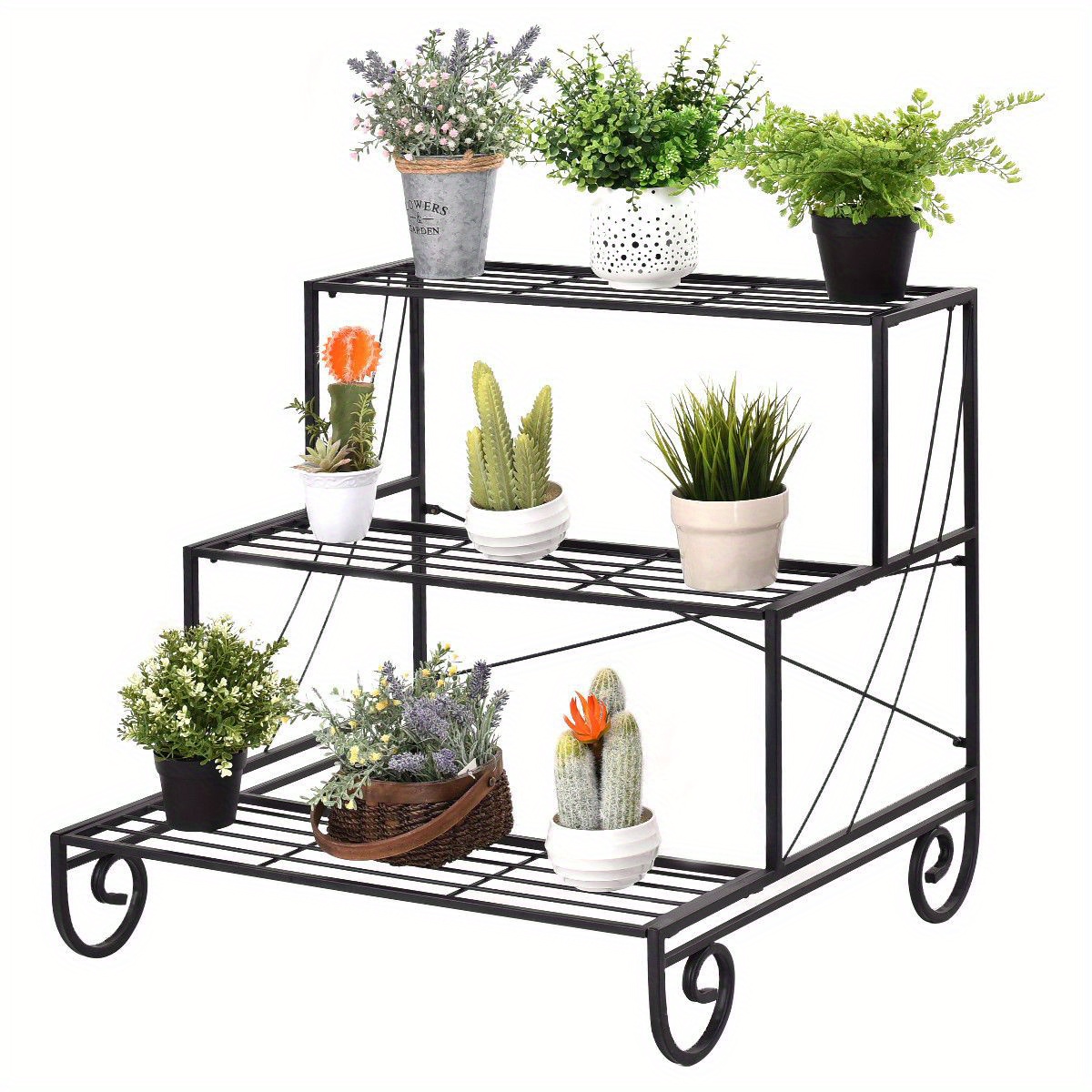 

Costway 3 Tier Outdoor Metal Plant Stand Flower Planter Display Holder Rack Shelf