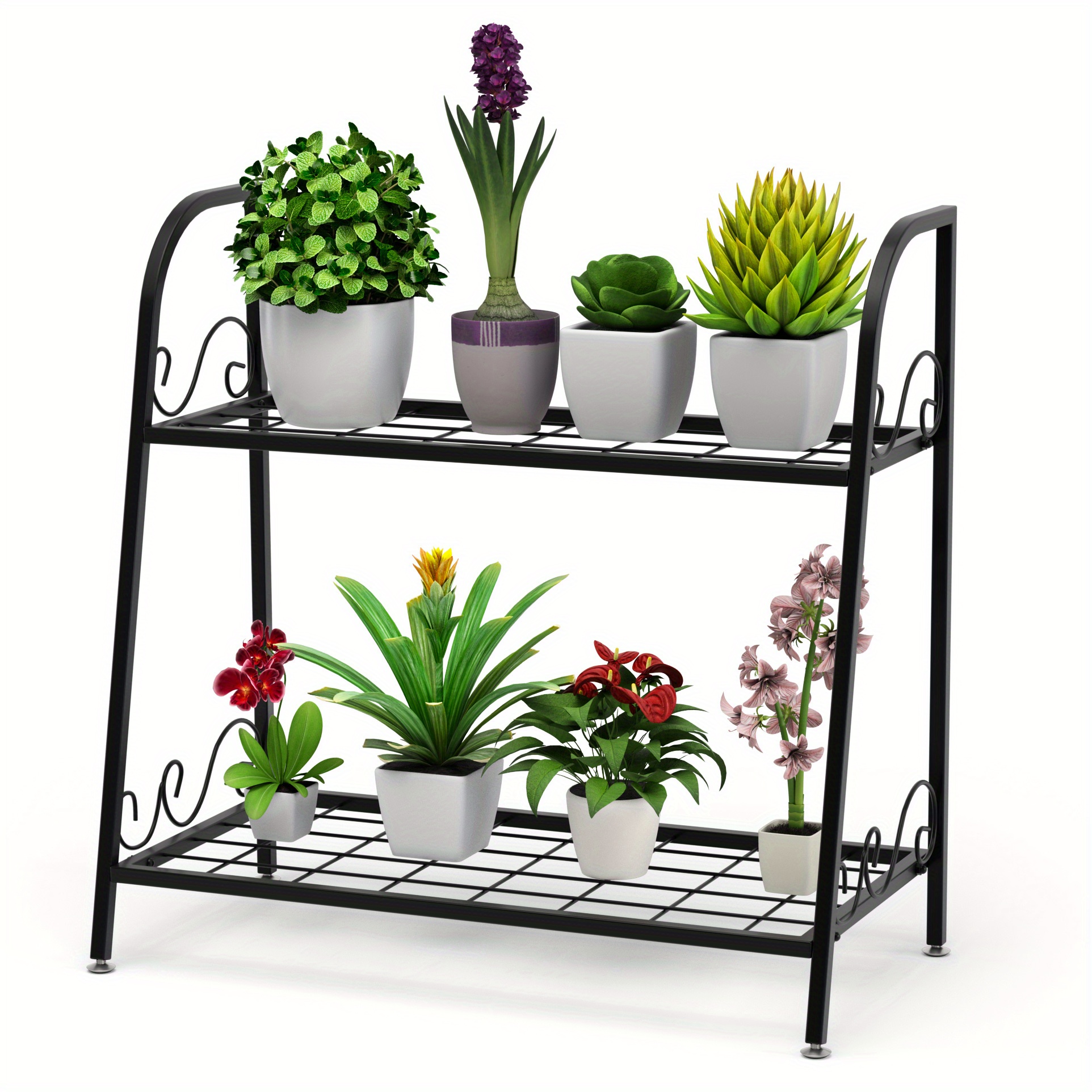 

Costway 2-tier Metal Plant Stand Shelf Flower Pot Holder Display Rack Shoe Organizer