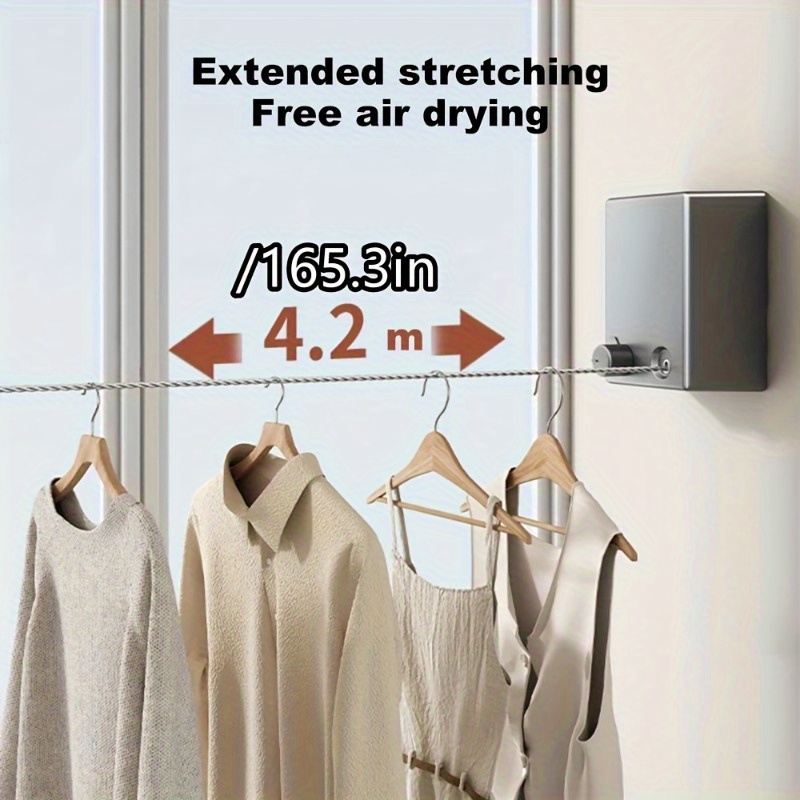 

Single Retractable Clothesline: Stainless Steel Pull-out Drying Rope For Space-saving Household Use