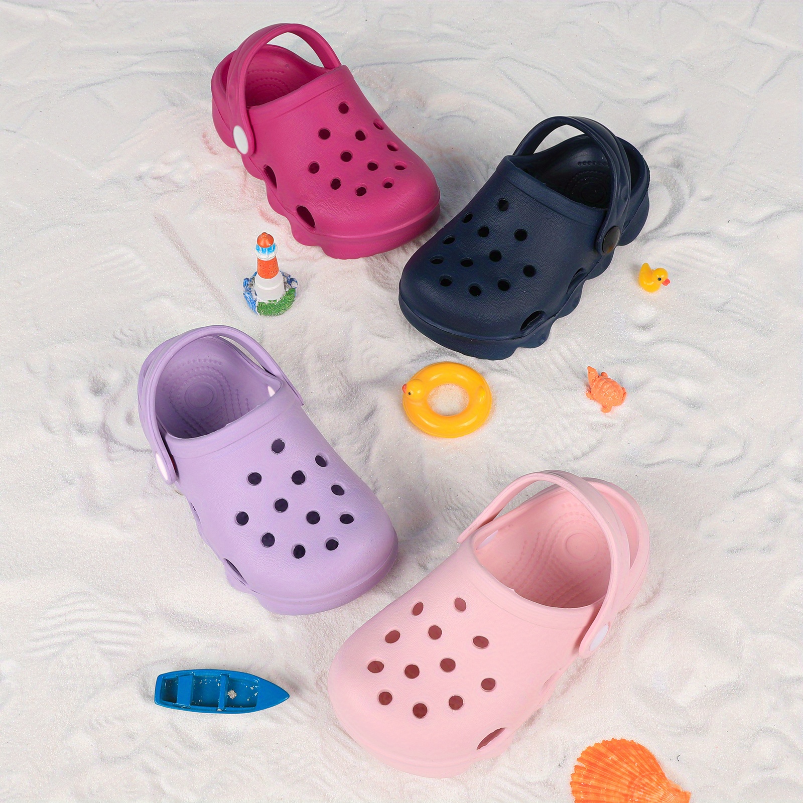 Youngsters' Lightweight Breathable EVA Beach Sandals - Anti-Slip Slip-On Slippers with Ventilation Holes, Low-Top Casual Street Style for Youngsters & Youngsters, Summer Garden & Outdoor Play (Black/White/Blue/Purple), Summer Sandals