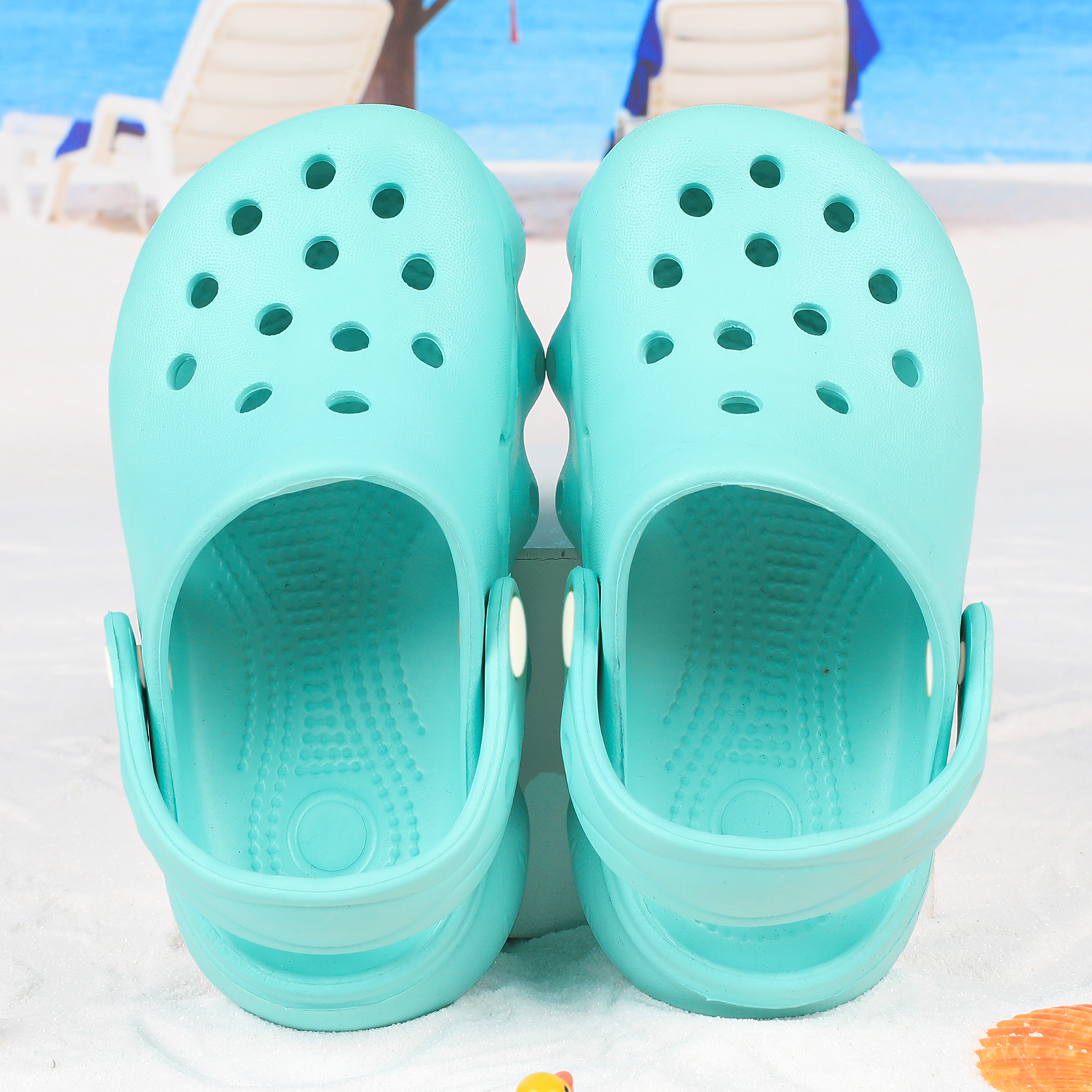 Youngsters' Lightweight Breathable EVA Beach Sandals - Anti-Slip Slip-On Slippers with Ventilation Holes, Low-Top Casual Street Style for Youngsters & Youngsters, Summer Garden & Outdoor Play (Black/White/Blue/Purple), Summer Sandals