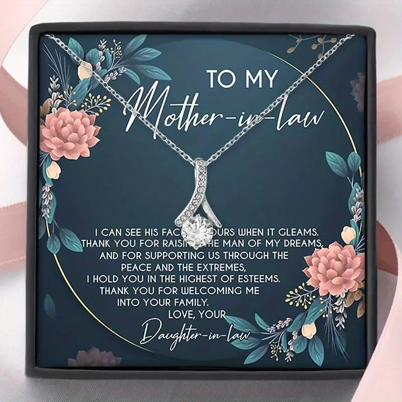 

Creative Fashion Elegant Rhinestone Pendant Necklace Box Card For My Mother-in-law Christmas Birthday Gift Anniversary Holiday Gift