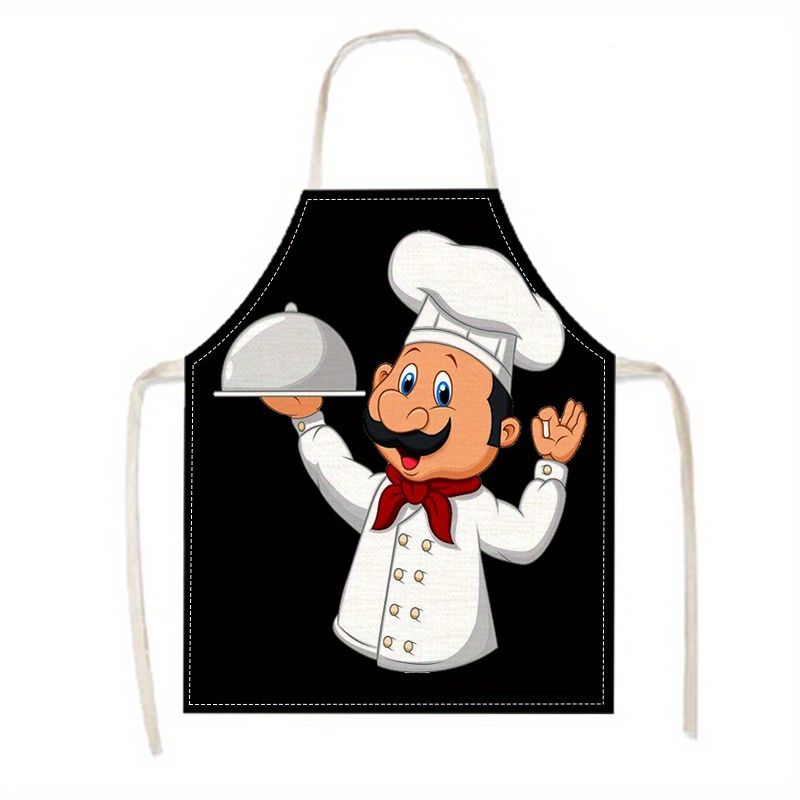 

1pc Linen Apron - , Fit Sleeveless Kitchen & Baking Apron For Cooking, Cleaning, And Parties