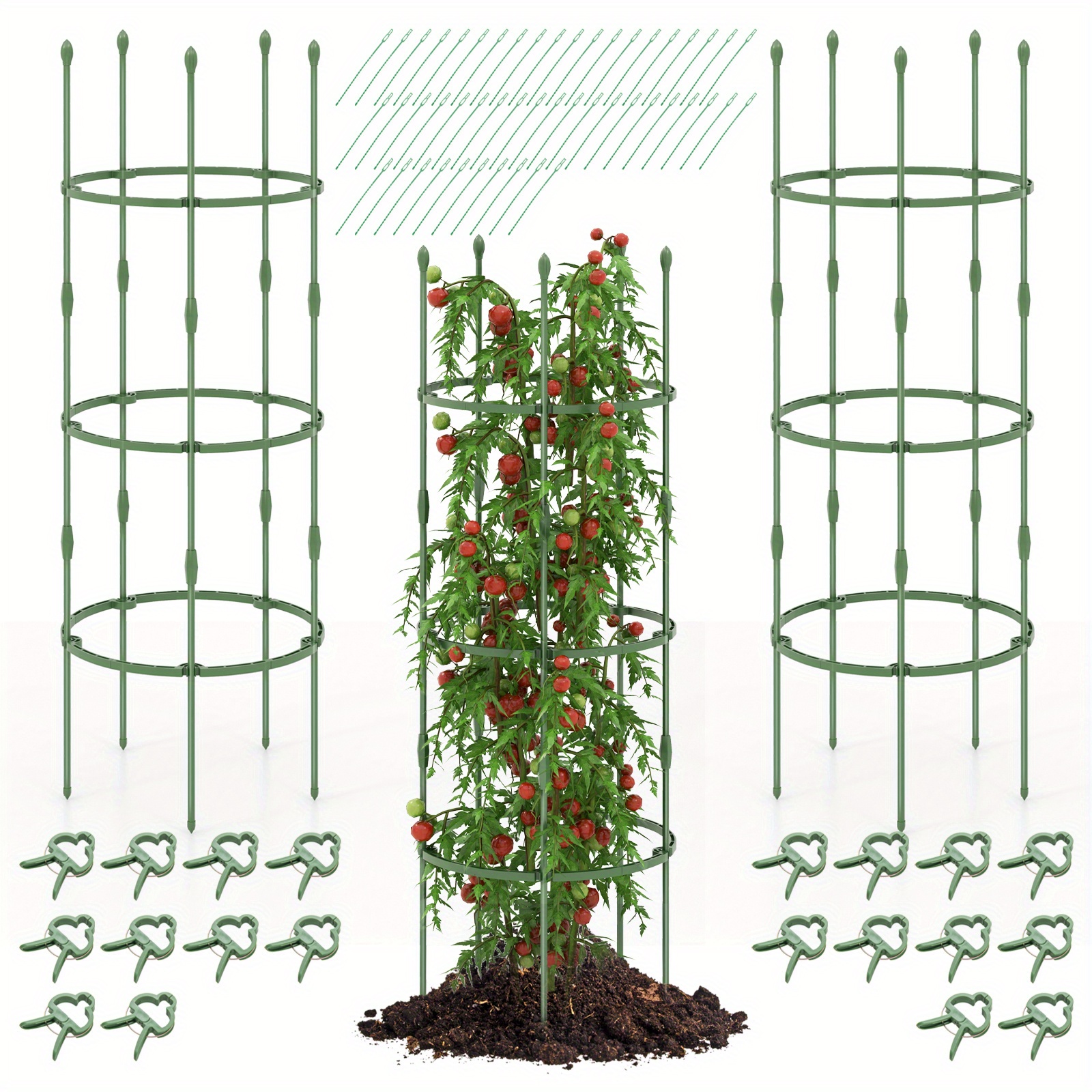 

Costway 3-pack Garden Tomato Trellis 60" Plant Support Cage W/adjustable Size For Plants