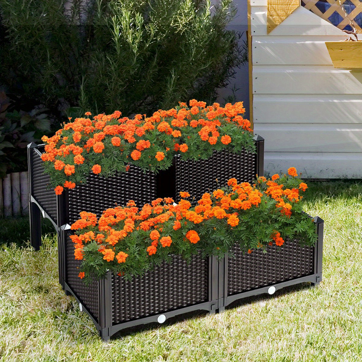 

Costway Set Of 4 Raised Garden Bed Elevated Flower Vegetable Box Brown