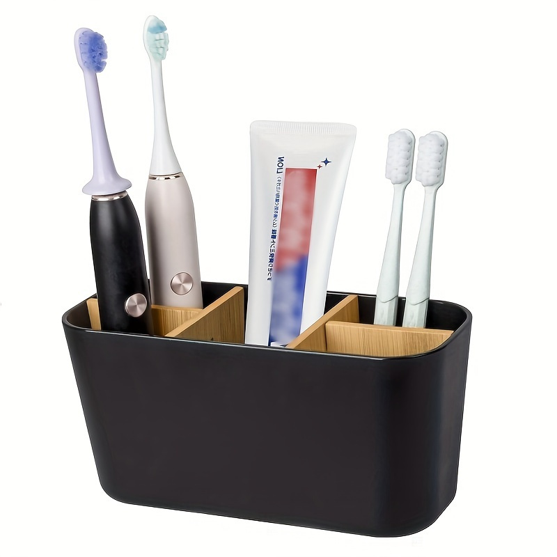 

5-slot Freestanding Toothbrush & Toothpaste Organizer - Sleek Countertop Bathroom Storage Solution